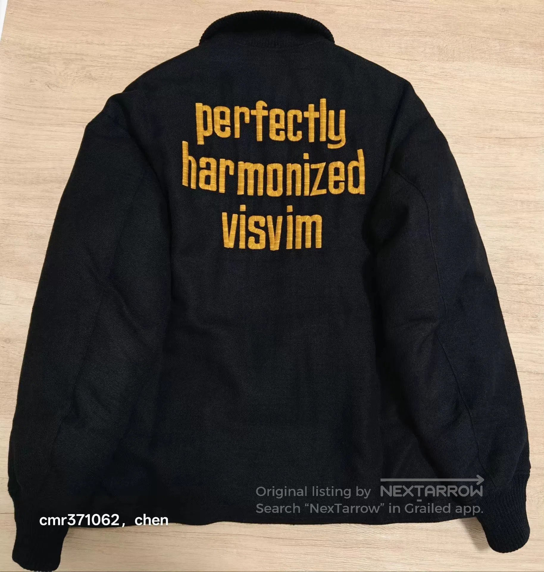Visvim Black Bomber Jacket with 'PEERLESS' Embroidered Text. Size US L / EU 52-54 / 3 - 7 Thumbnail