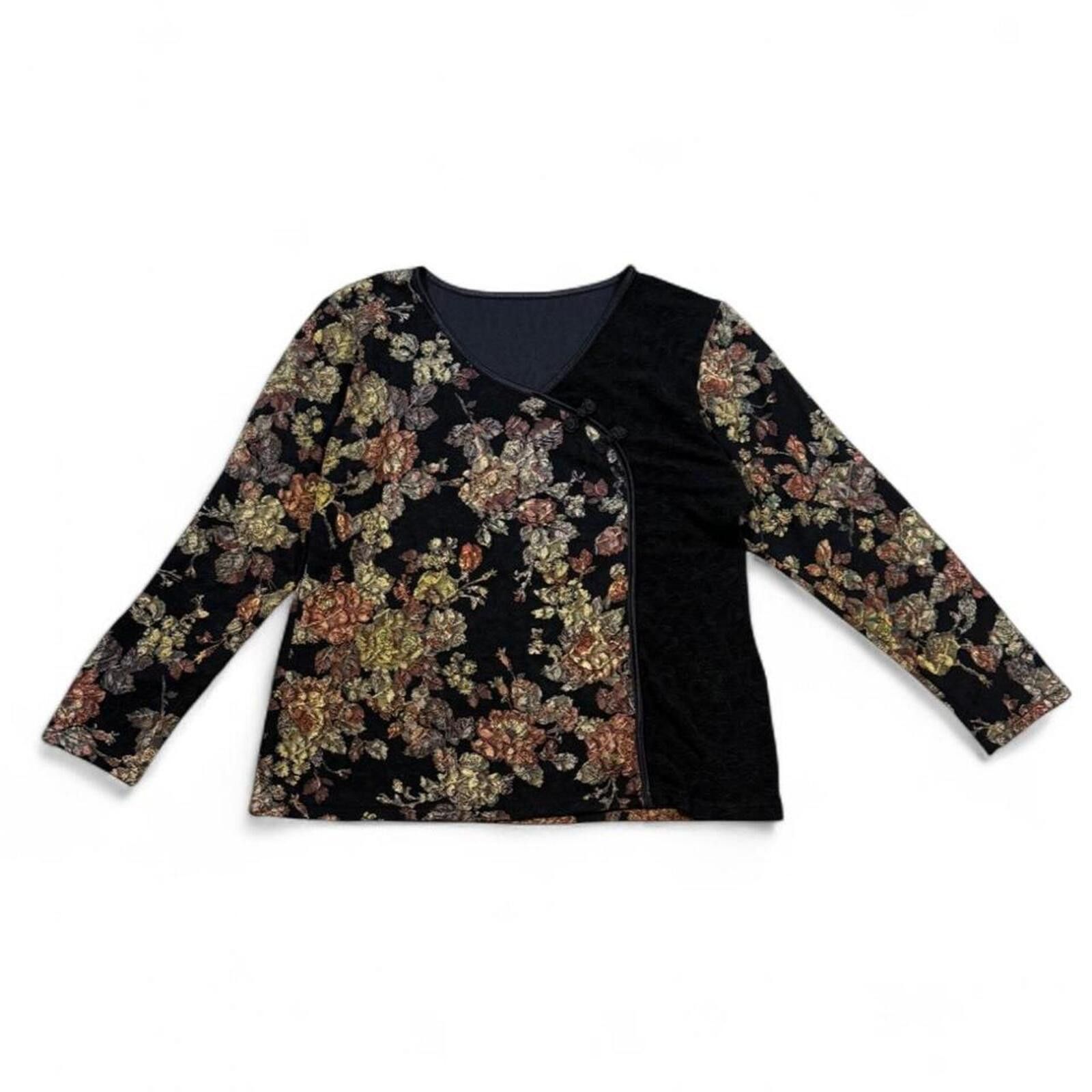 Other vintage y2k 2000s floral Asian inspired black top Size S / US 4 / IT 40 - 1 Thumbnail