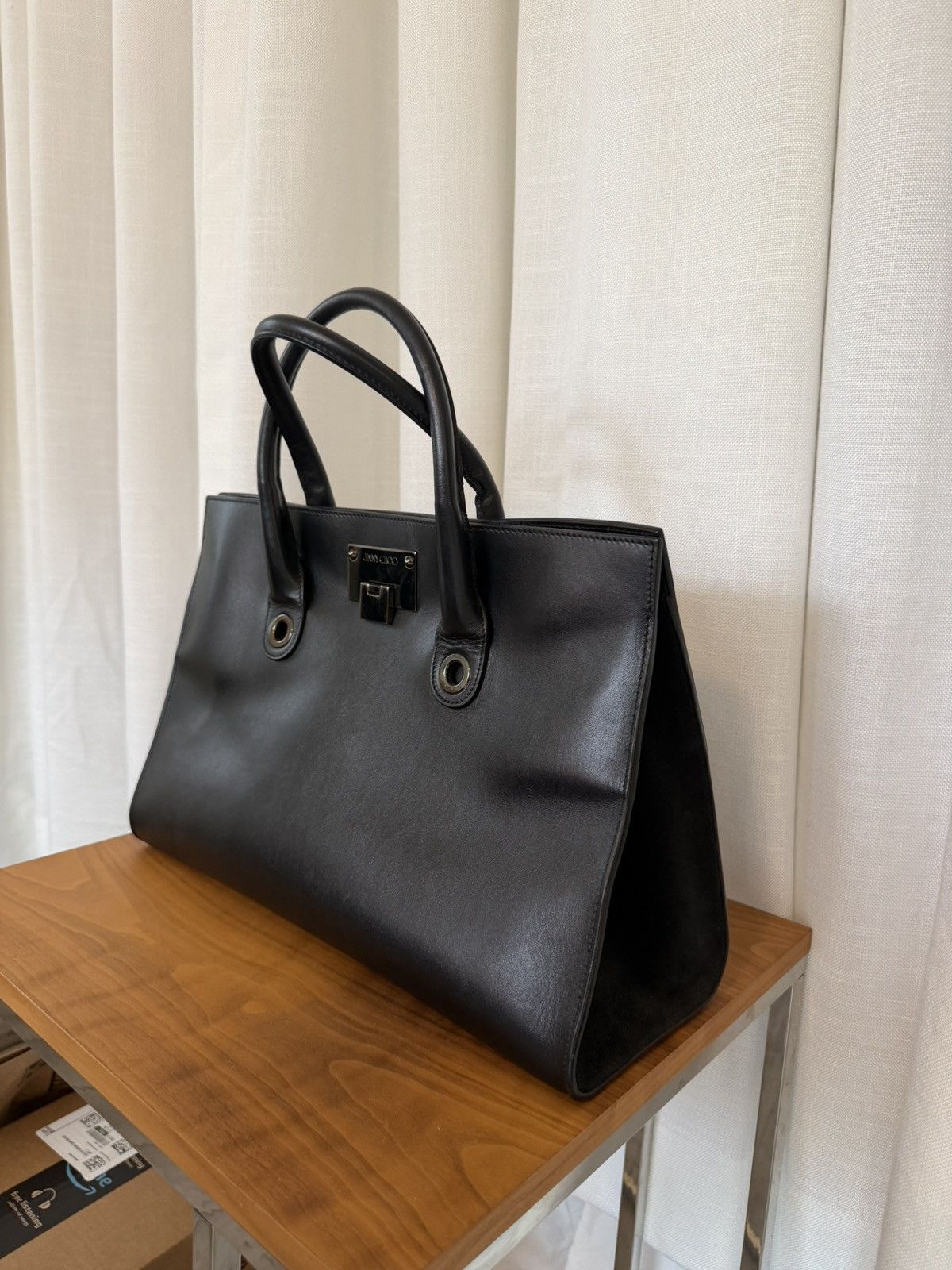 Jimmy Choo FW 2014 Iconic Jimmy Choo Black Leather Riley Handle Bag Size ONE SIZE - 2 Thumbnail