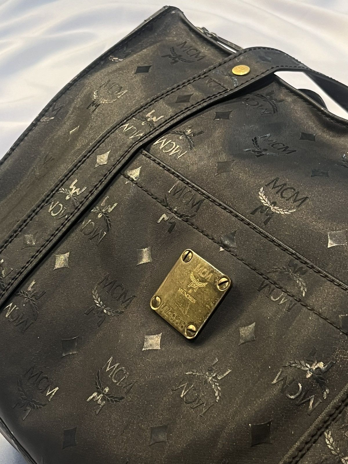Designer × MCM × Vintage MCM 80’s MONOGRAM COATED CANVAS TOTE BAG BLACK Size ONE SIZE - 4 Thumbnail