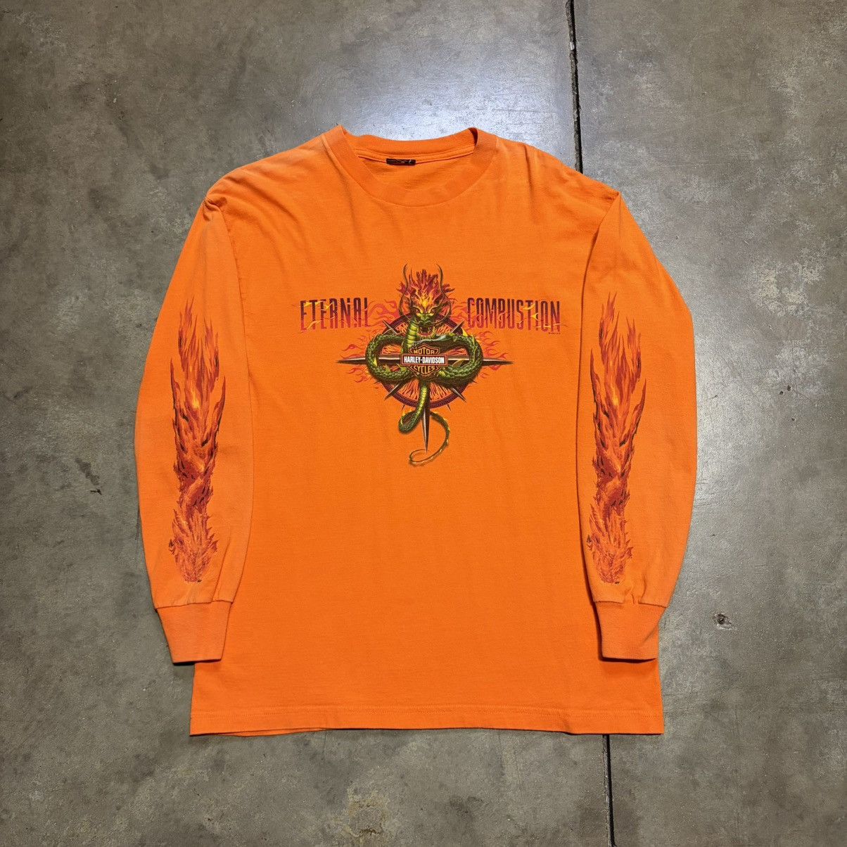 Harley Davidson Vintage Harley Davidson Flame Long Sleeve T shirt Biker Y2K Size US M / EU 48-50 / 2 - 1 Thumbnail