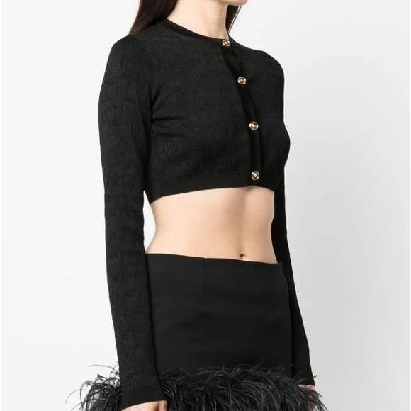 Versace New Authentic Runway Versace croc-jacquard cropped cardigan Size 3XL / US 20-22 - 6 Thumbnail