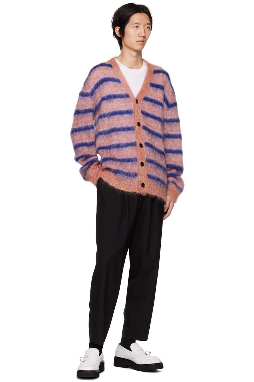 Marni Marni Iconic Mohair fuzzy Brushed Stripes Cardigan V Neck Size US M / EU 48-50 / 2 - 7 Thumbnail