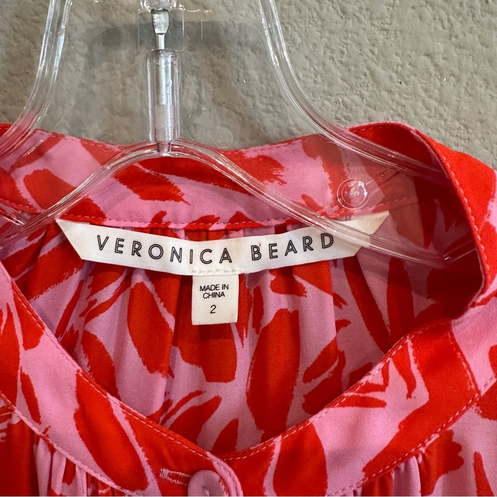 Veronica Beard Veronica Beard | 2 | Silk Blend Floral Pink Red Puff Sleeve Size XS / US 0-2 / IT 36-38 - 4 Thumbnail