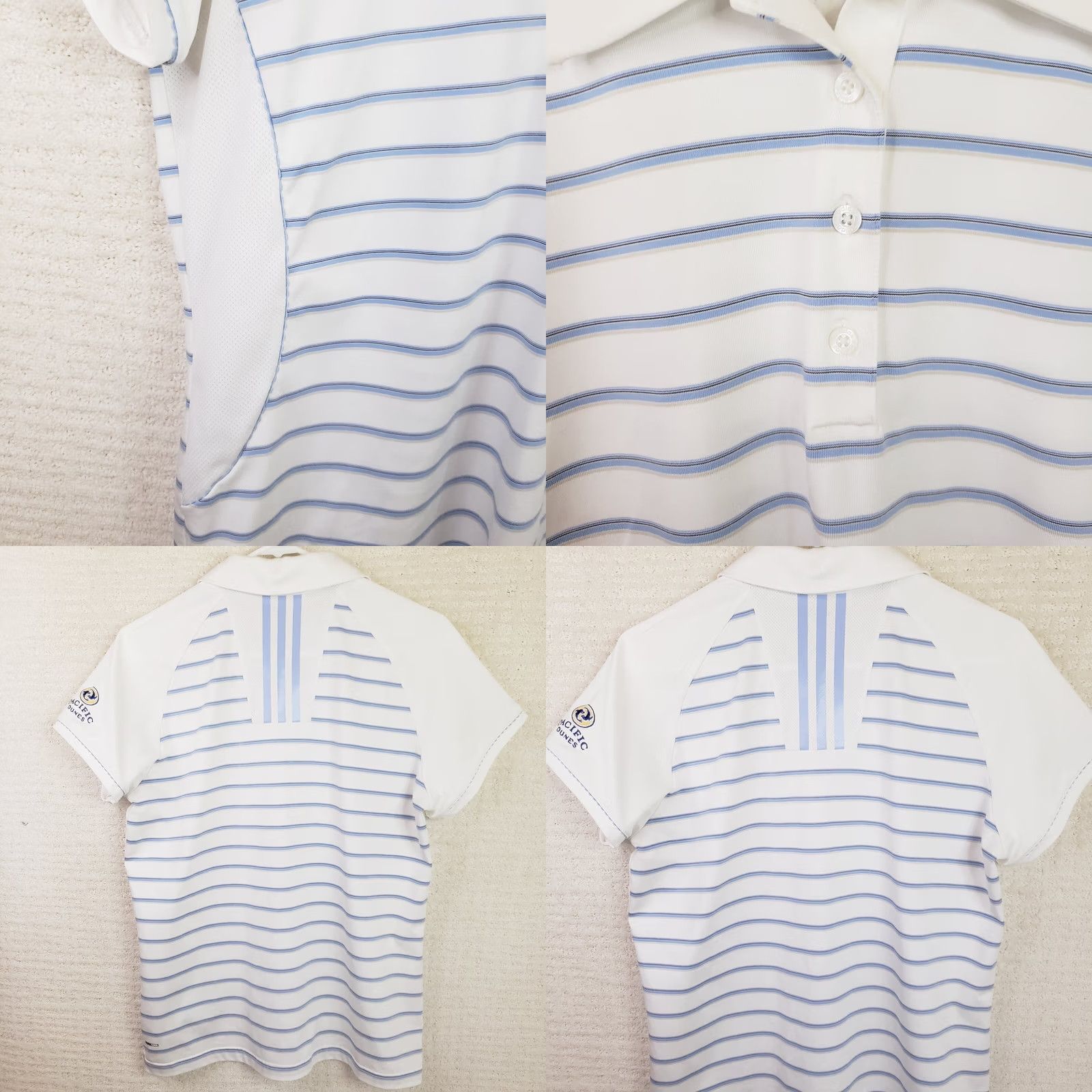 Adidas Adidas Women's L Shirt White Blue Striped Climacool Golf Polo Short Sleeve Size L / US 10 / IT 46 - 8 Thumbnail