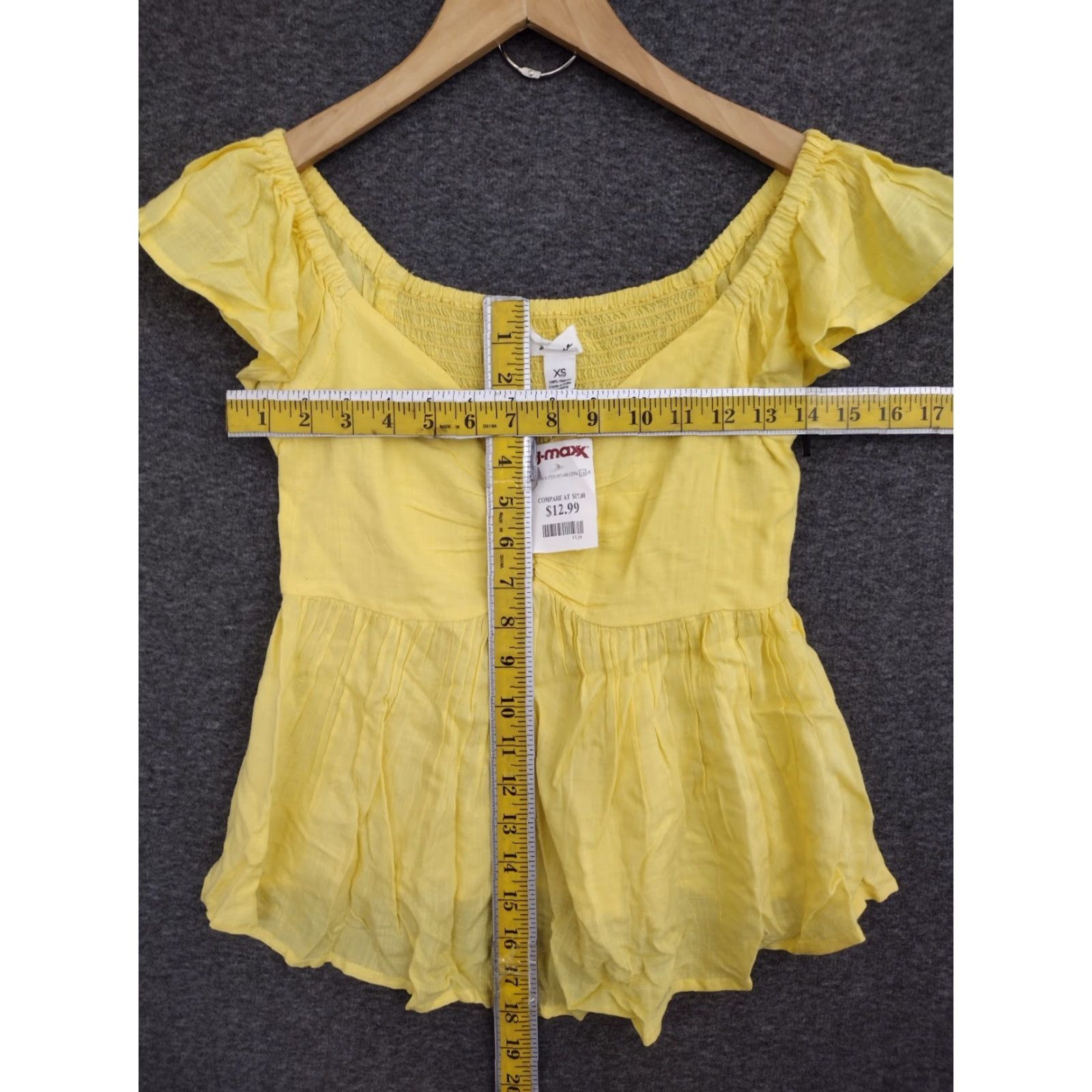 Vintage Japna Women's Yellow V-Neck Cap Sleeve Crop Flare Blouse XS Size XS / US 0-2 / IT 36-38 - 4 Thumbnail