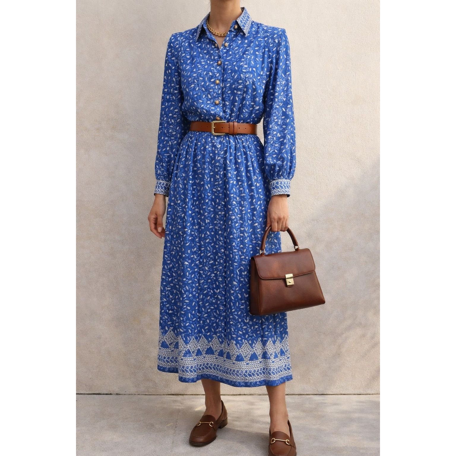 Vintage Vintage Schrader long sleeve leaf print secretary dress 6 Size M / US 6-8 / IT 42-44 - 1 Thumbnail