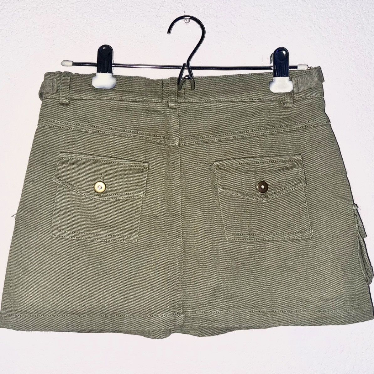 Japanese Brand × Vintage Princess Polly XX Size 4 Womens Olive Green Cargo Mini Skirt Size 27" / US 4 / IT 40 - 2 Thumbnail