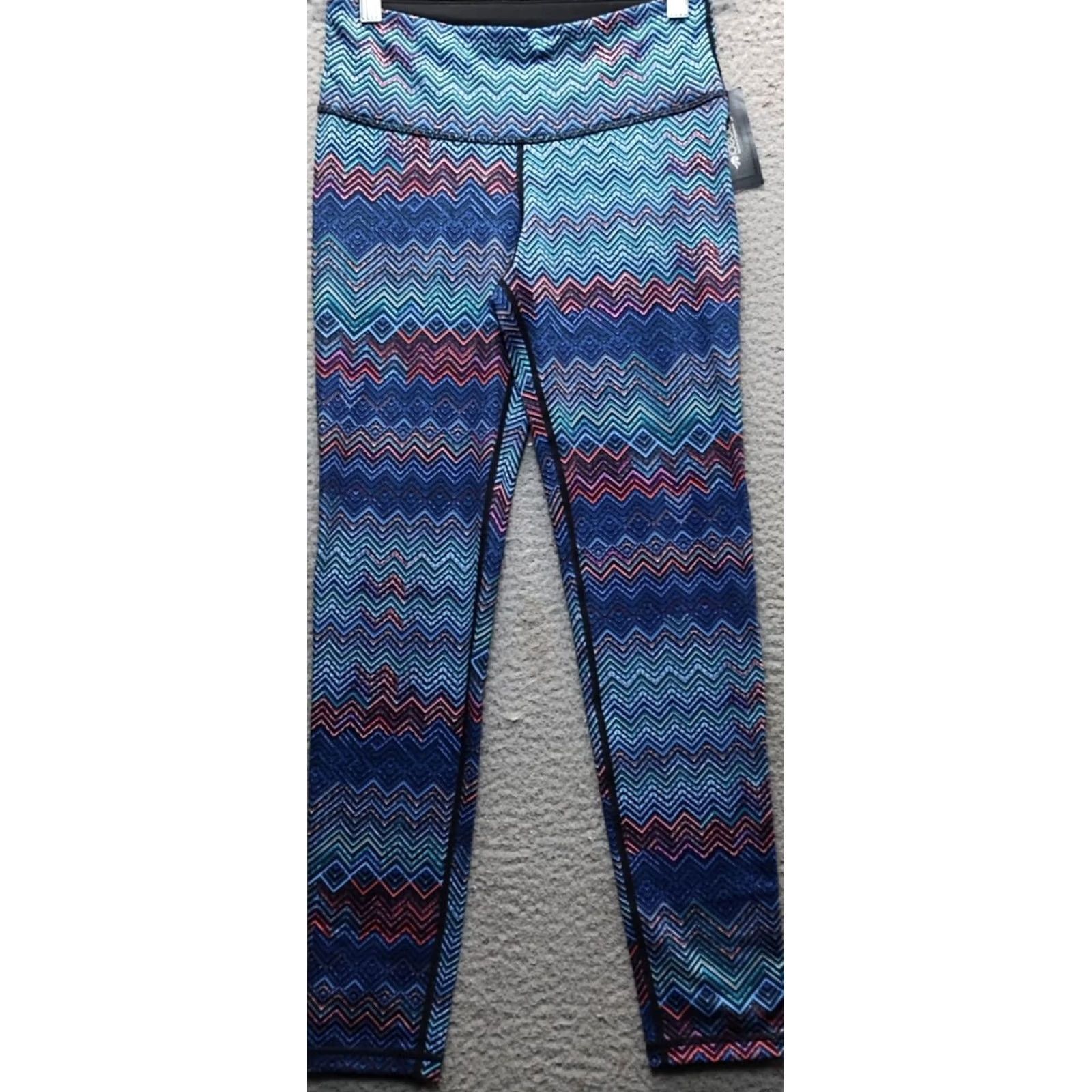 Vintage Ideology Leggings Womens XS Multi Chevron Print Fitness Running Mid-Rise Pull On Size 26" / US 2 / IT 38 - 2 Thumbnail