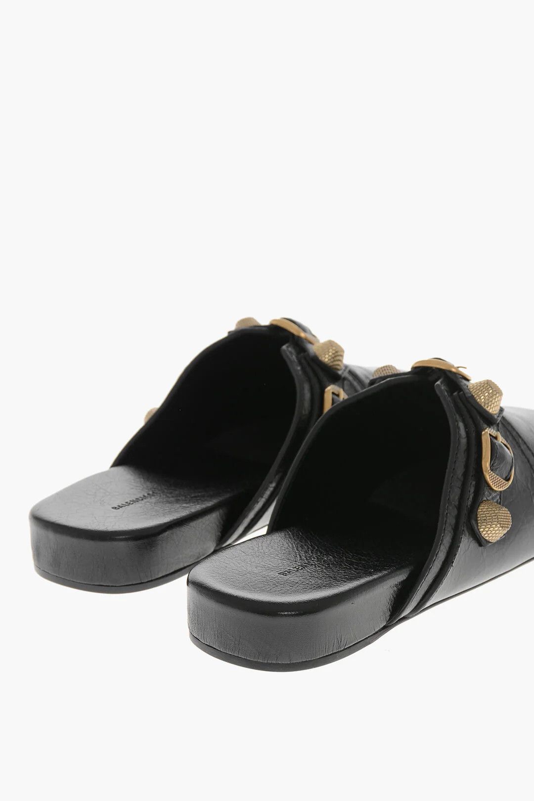 Balenciaga og1mm0326 Hammered Patent Leather Mules in Black Size US 7.5 / IT 37.5 - 2 Thumbnail