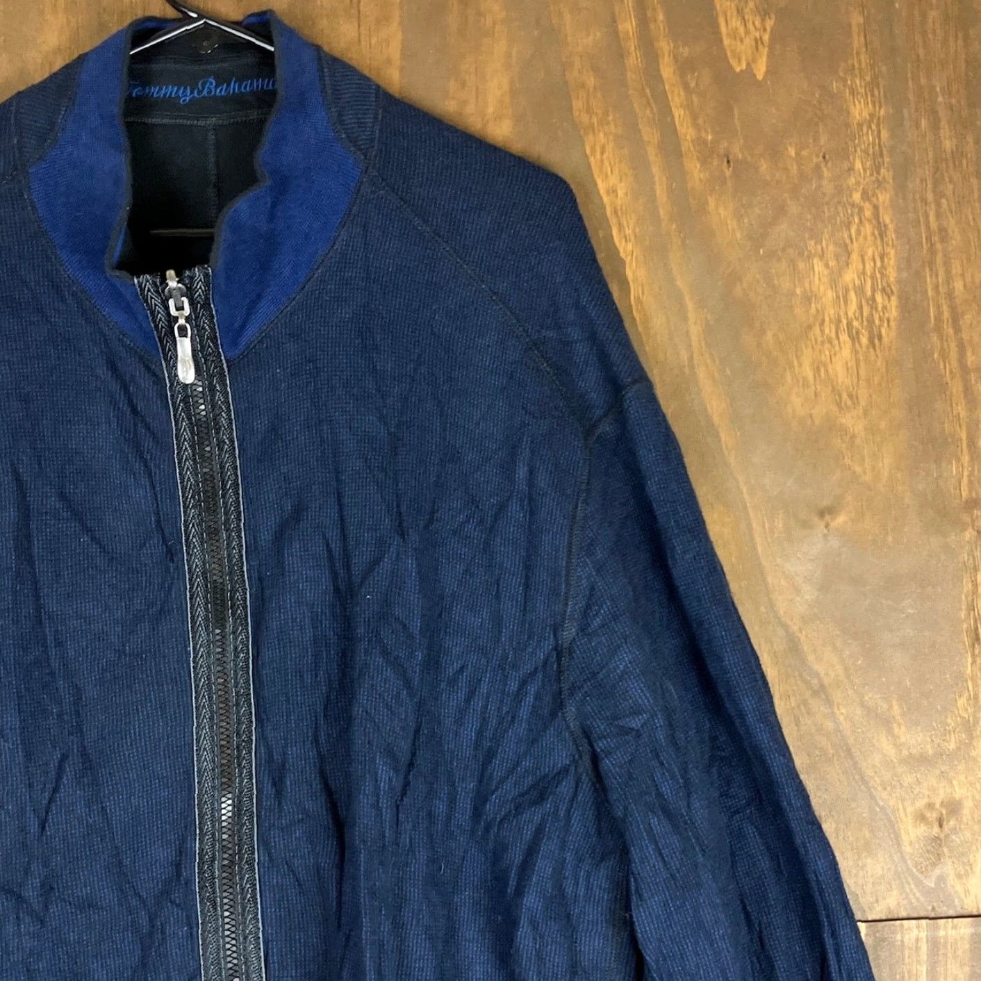 Tommy Bahama VINTAGE Tommy Bahama Mens Jacket Blue Full Zip Knit Long Sleeve Pima Cotton Blend XXL Size US XXL / EU 58 / 5 - 5 Thumbnail