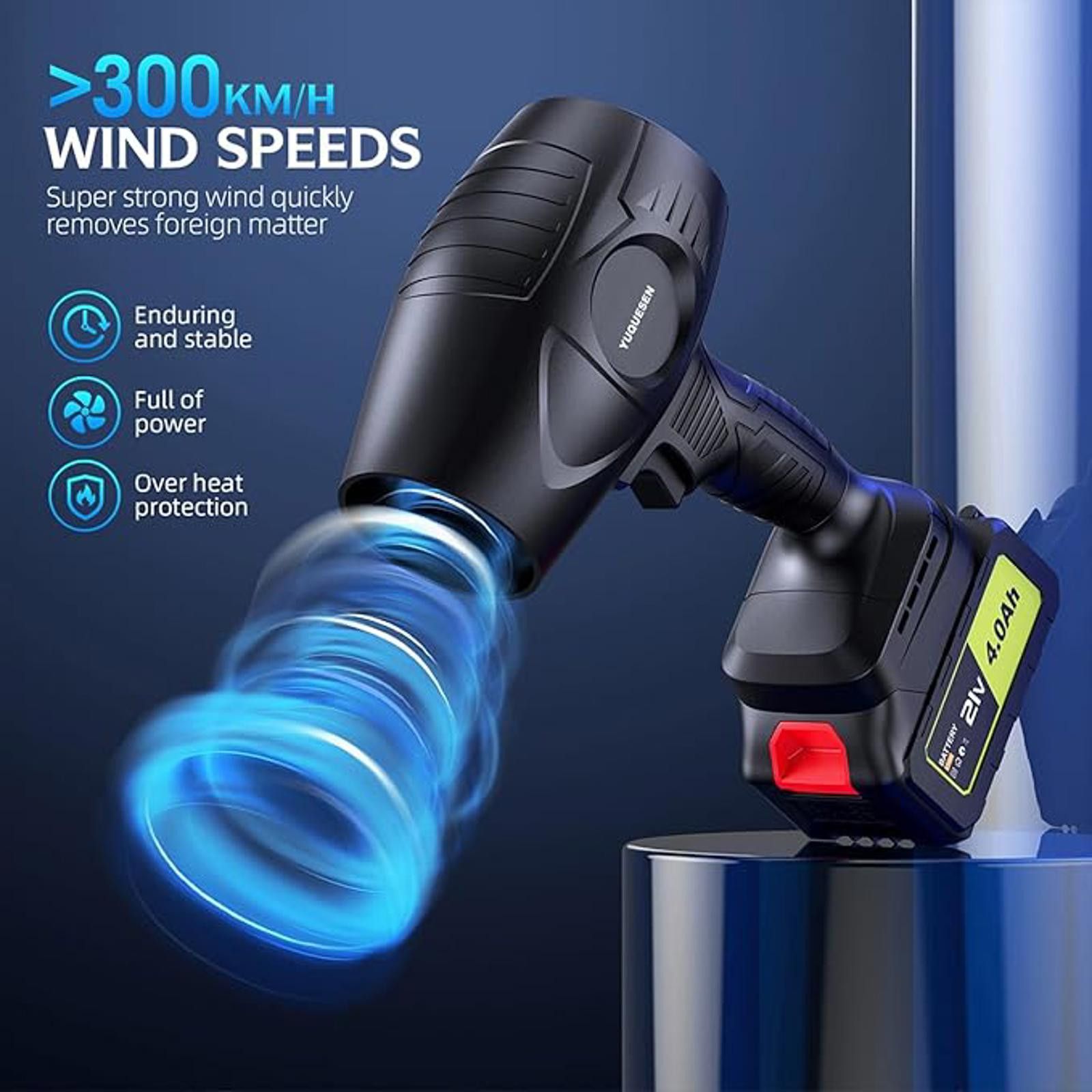Other VUQUESEN Cordless Handheld Leaf Blower Dual 21V Batteries Bl Size ONE SIZE - 4 Thumbnail