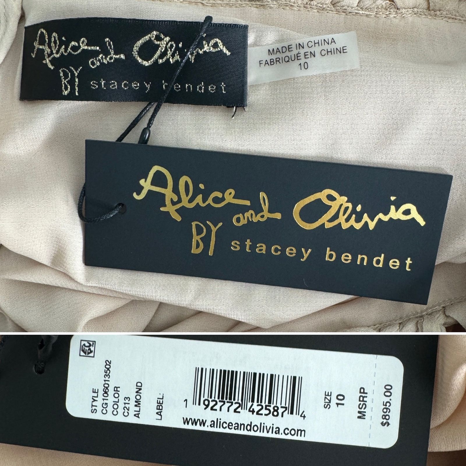 Alice + Olivia Alice and Olivia Rya Nude Silk Sheer Draped Maxi Dress sz 10 Size L / US 10 / IT 46 - 9 Thumbnail