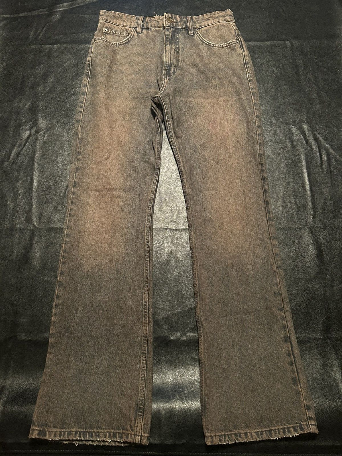 Guess 2022 Guess USA Nicolai Marciano Brown Tinted Flare Jeans Size US 31 - 1 Thumbnail