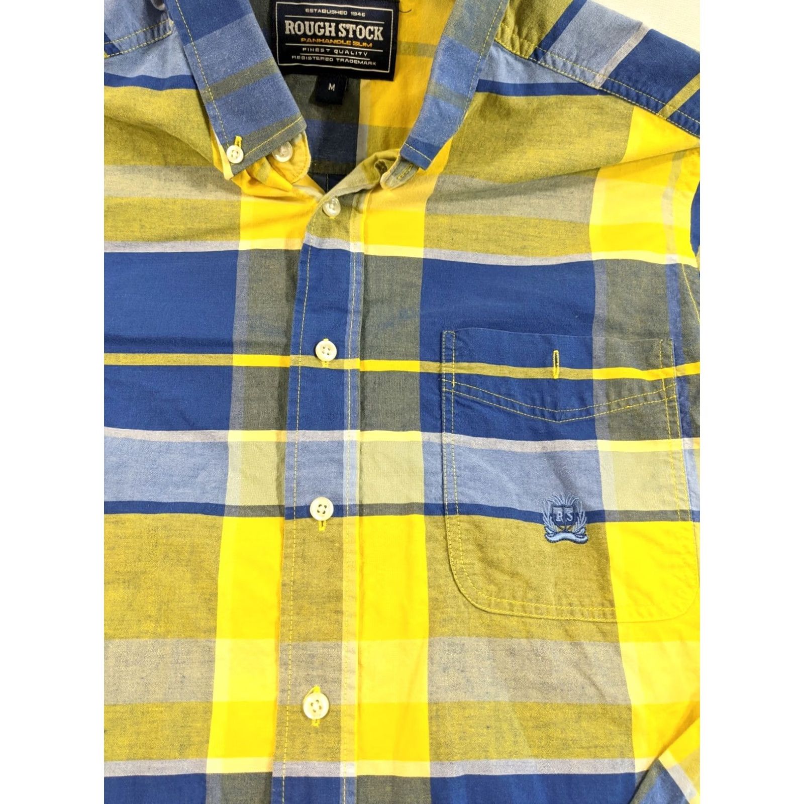 Vintage Panhandle Slim Rough Stock Shirt Mens M Button Up Long Sleeve Blue a d Gold EUC Size US M / EU 48-50 / 2 - 2 Thumbnail