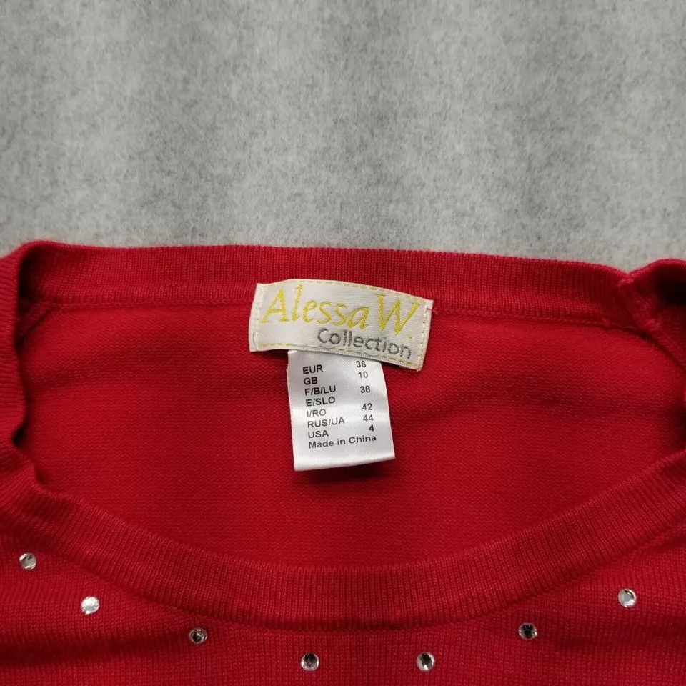 Other Alessa W Collection Sweater Womens 4 Red Long Sleeve Stones Size S / US 4 / IT 40 - 6 Thumbnail