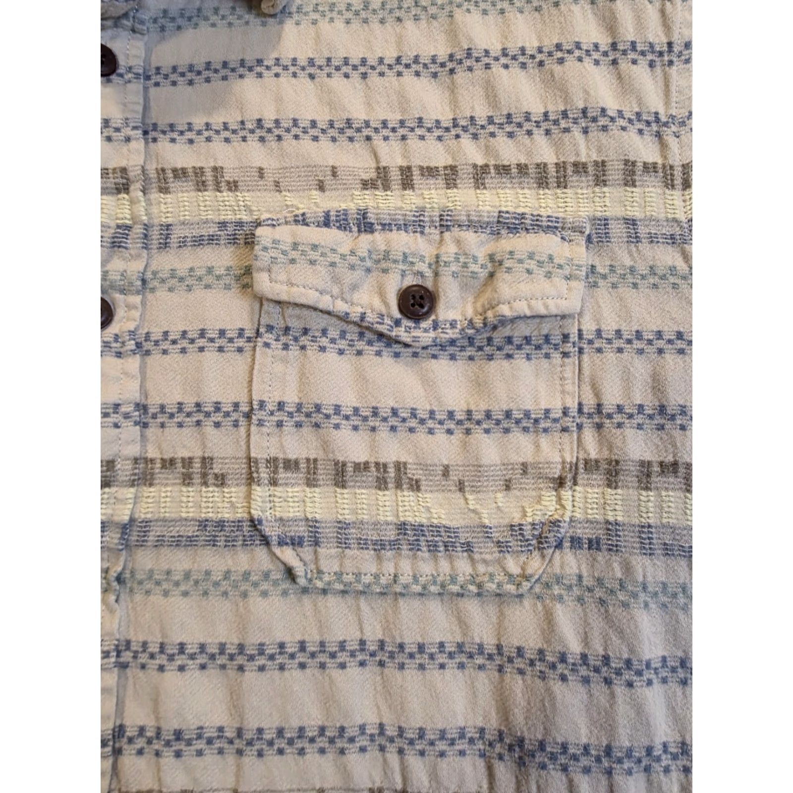 Howler Brothers Howler Brothers Shirt Mens Large Beige Cotton Mescal Jacquard Oyster Short Sleeve Button-Up Striped Collared Western Outdoor All Seasons Size US L / EU 52-54 / 3 - 4 Thumbnail