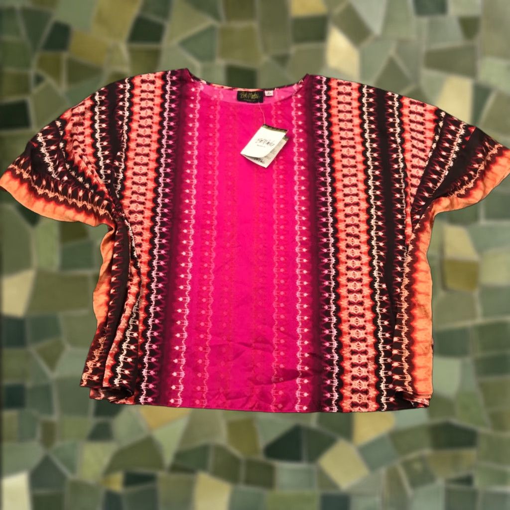 Bob Mackie Bob Mackie Wearable Art Womens Poncho Shirt Top Size 1X Pink Orange Tie Dye Size XL / US 12-14 / IT 48-50 - 1 Thumbnail