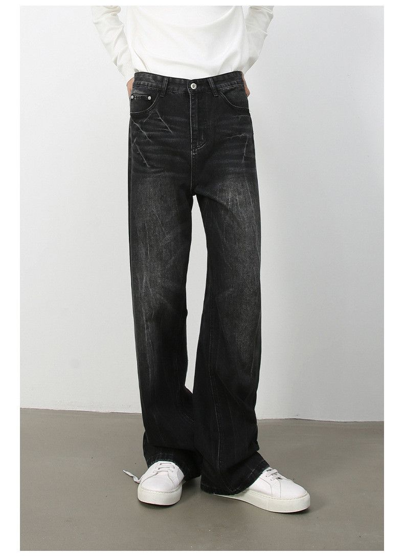 Japanese Brand × Jean Men's retro washed lightning pattern loose straight jeans Size US 32 / EU 48 - 4 Thumbnail