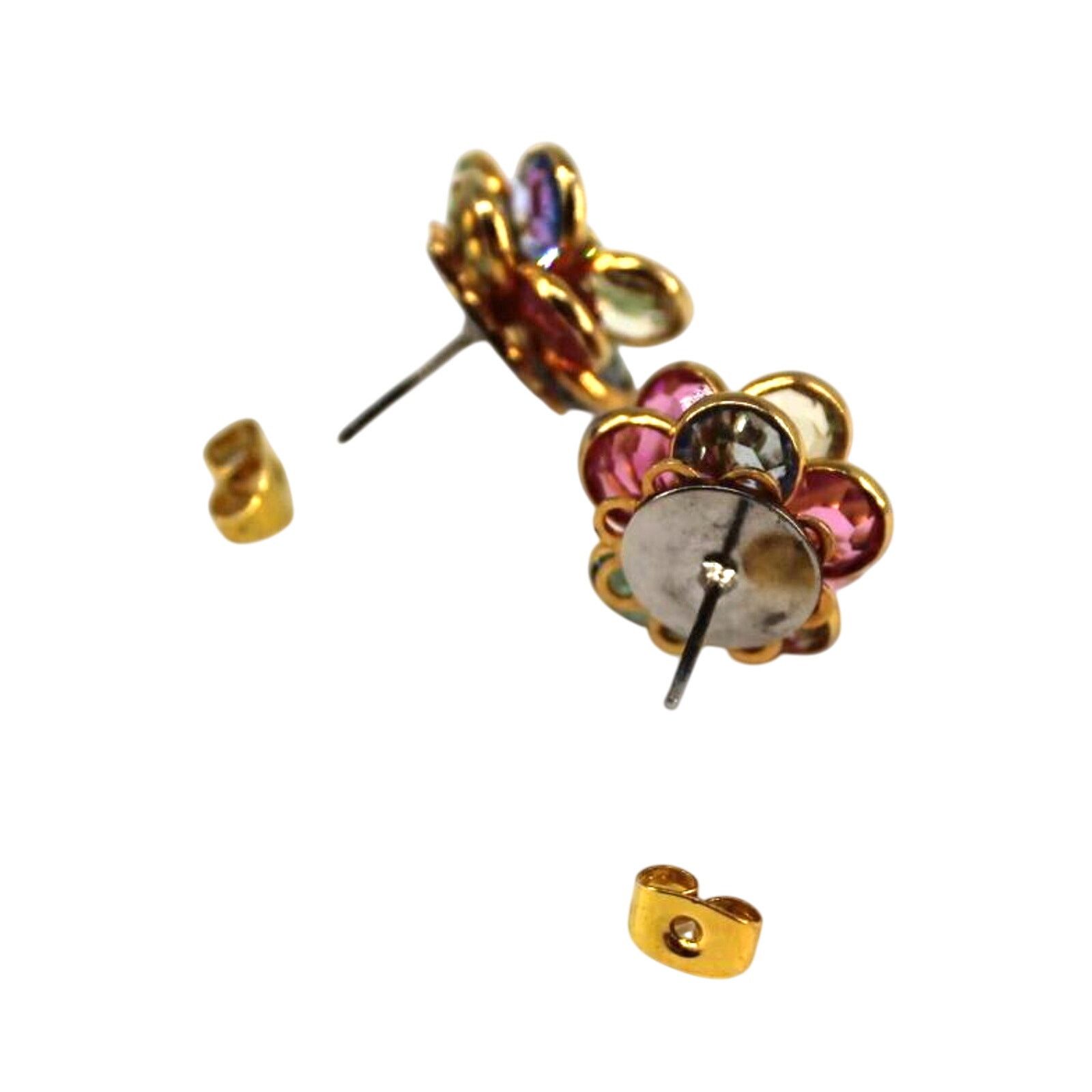 Other Multicolored Crystal Glass Earrings • Bezel Set • Goldtone Size ONE SIZE - 3 Thumbnail