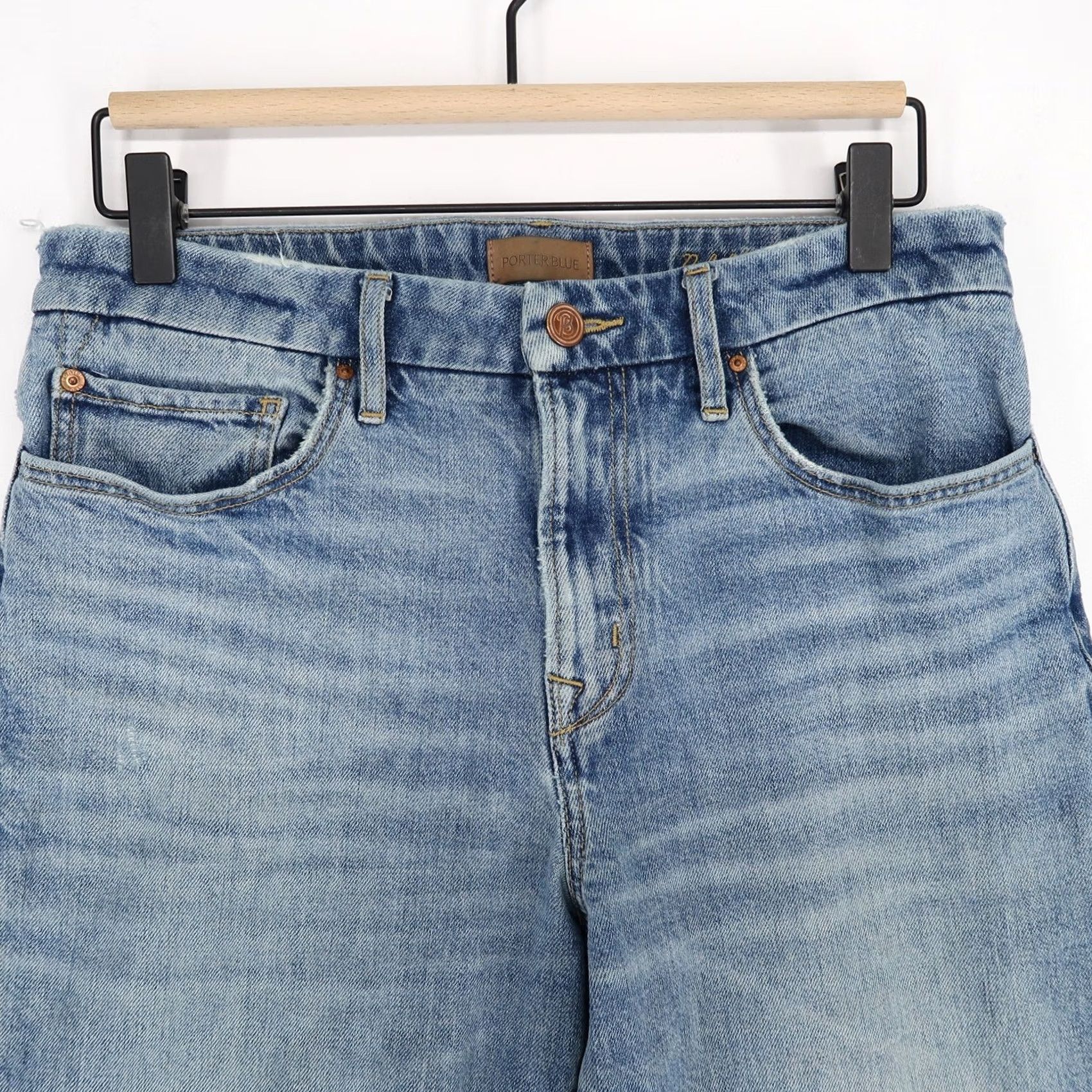 Vintage Porter Blue Jeans Womens 28 Straight Distressed Stretch Ankle Fray Blue Denim Cotton Blend Size 28" / US 6 / IT 42 - 3 Thumbnail