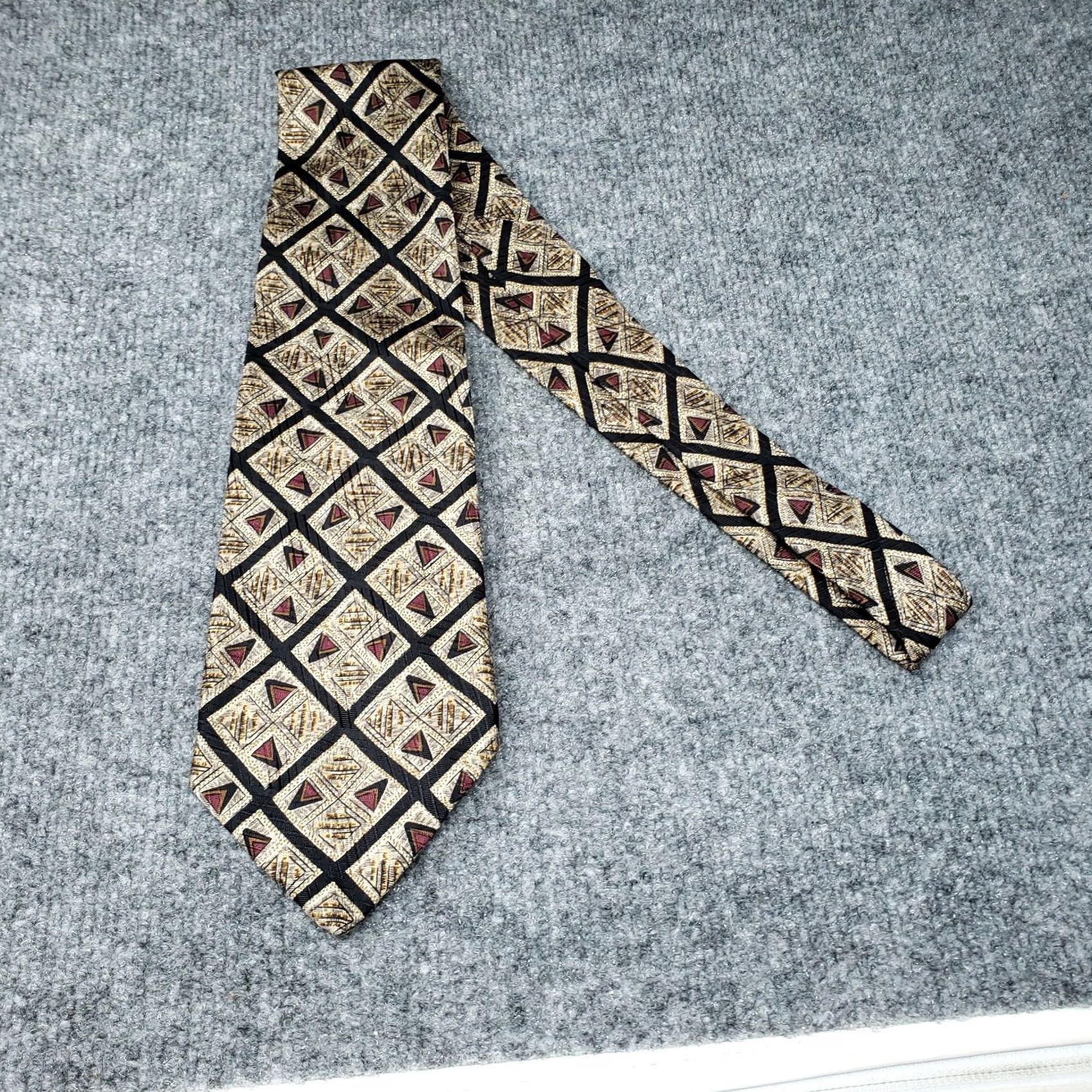 Robert Talbott Robert Talbott Designer Tie Mens Beige Geometric Silk Handsewn Studio USA Size ONE SIZE - 3 Thumbnail