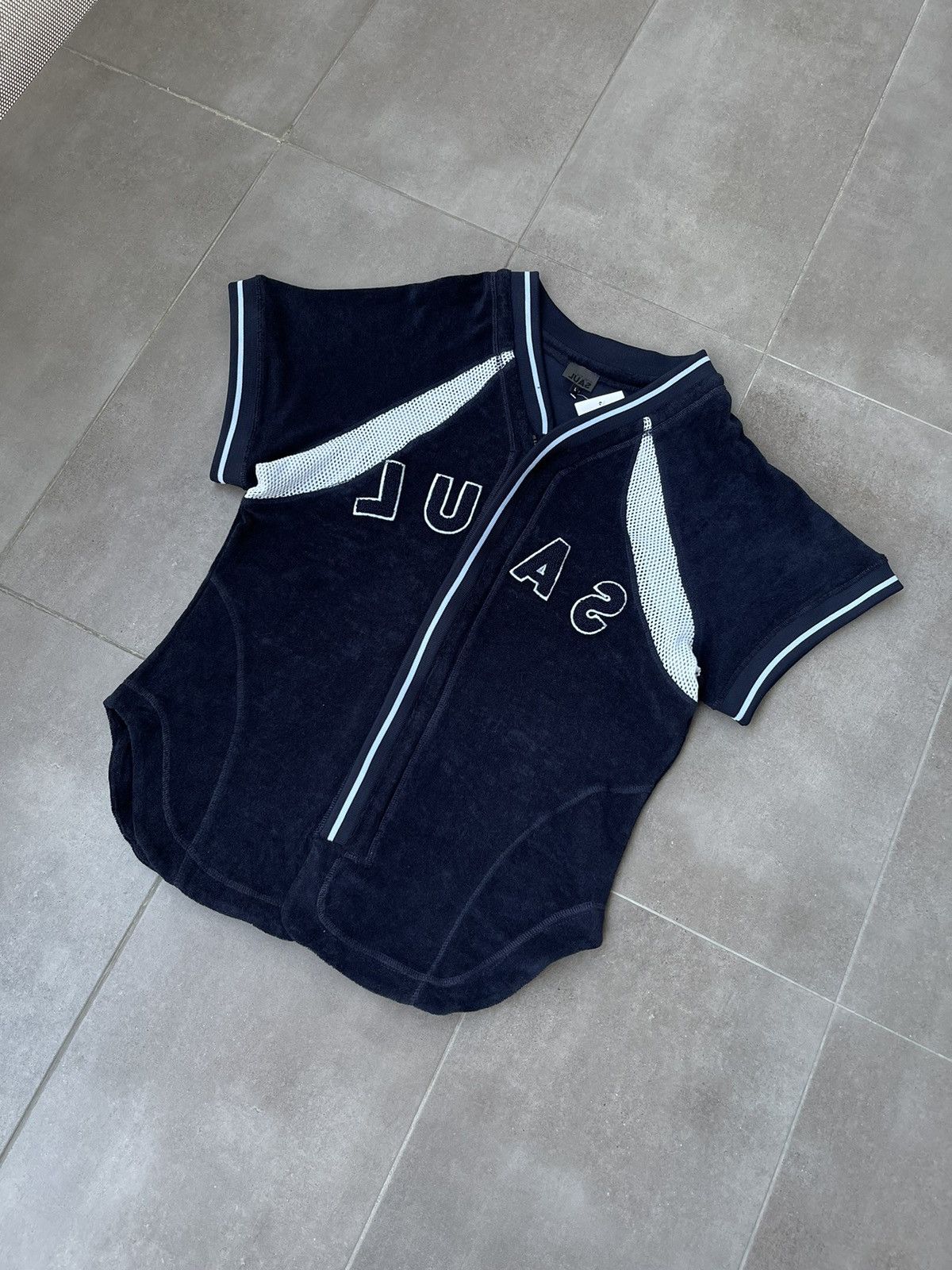 Saul Nash !DS! SS23 Saul Nash Big Logo Navy Paneled Zipped Top Size US L / EU 52-54 / 3 - 7 Thumbnail