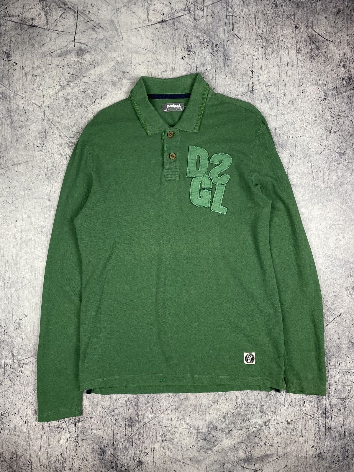 Desigual Desigual Luxury Green Long Sleeve Rugby Polo Shirt Patch Size US L / EU 52-54 / 3 - 2 Thumbnail