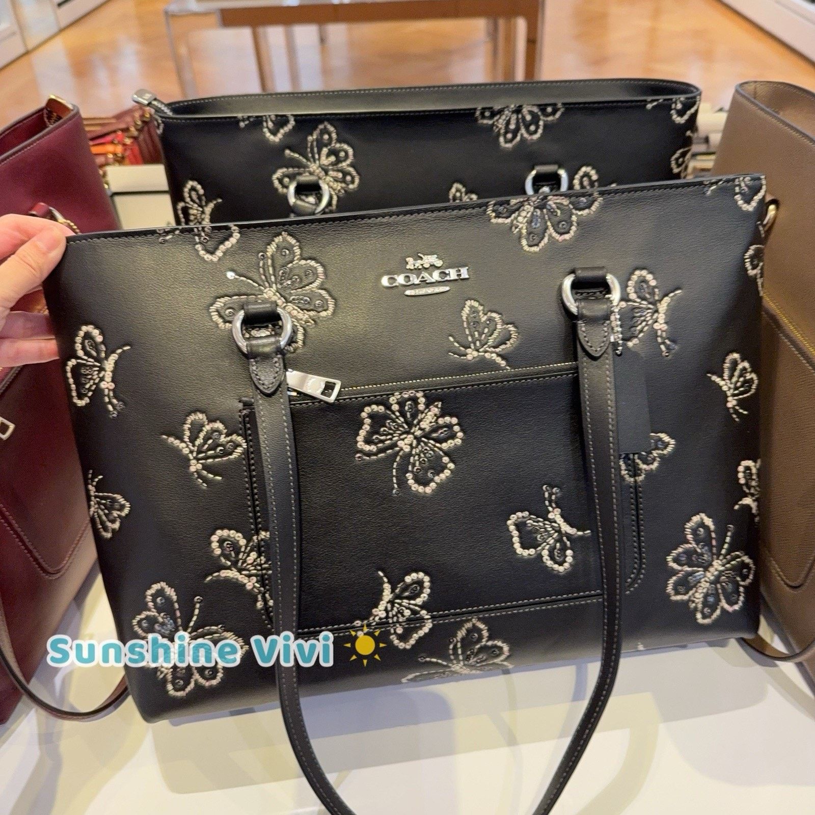 Coach NWT Coach Station Tote Bag Butterfly Black CCK87 Leather Size ONE SIZE - 1 Thumbnail