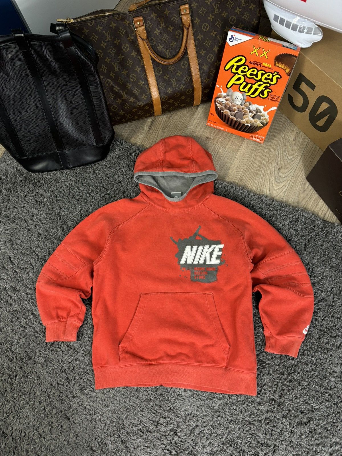 Nike × Vintage Hoodie Nike Vintage Big Central Logo Streetwear Gorpcore Size US S / EU 44-46 / 1 - 1 Thumbnail