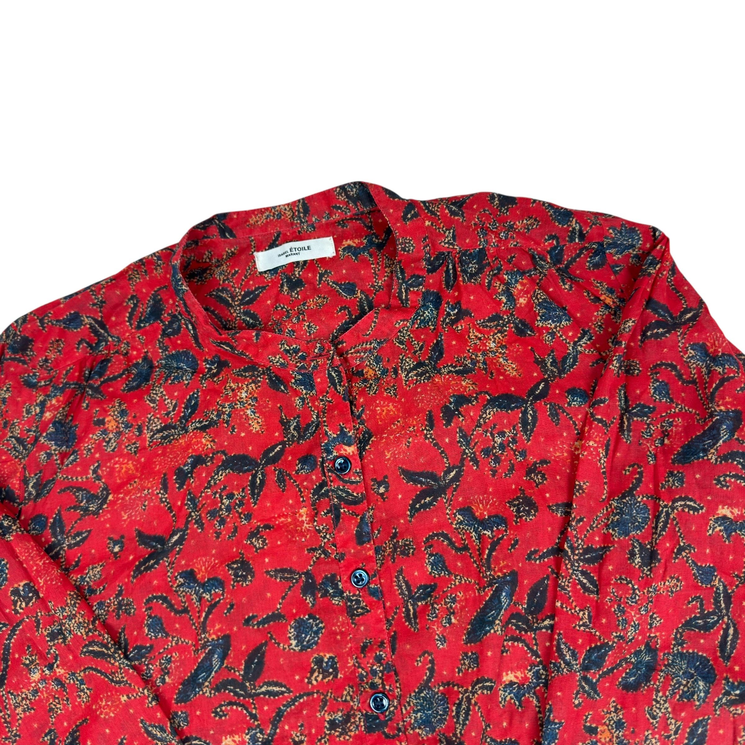 Isabel Marant Isabel Marant Étoile Women's Red Cotton Printed Blouse 40 Size S / US 4 / IT 40 - 3 Thumbnail