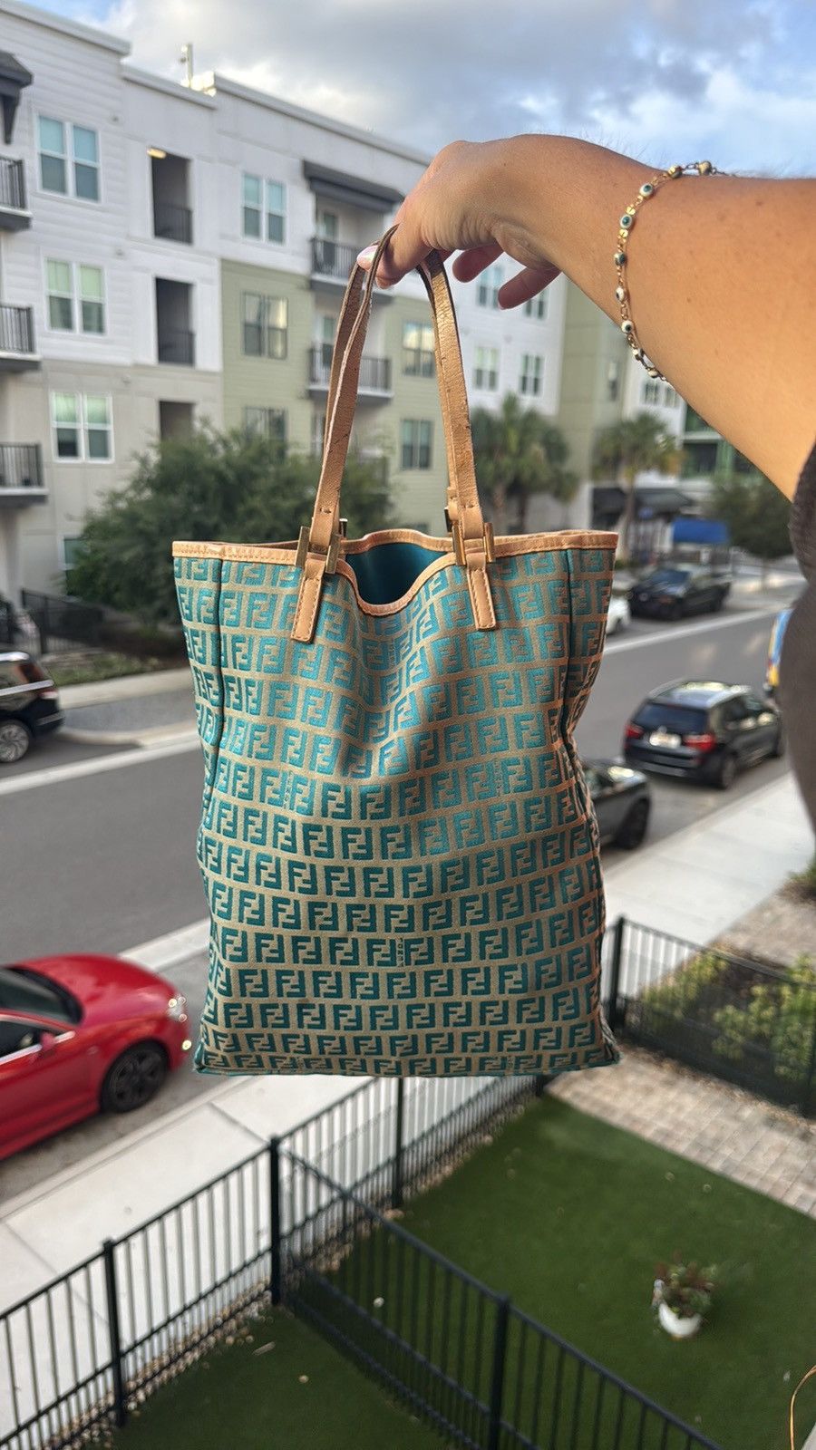 Fendi Vintage Fendi Zucca FF Tote – Turquoisew/ COA Size ONE SIZE - 1 Thumbnail