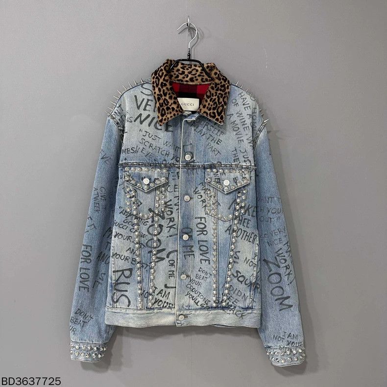 Gucci Gucci Hand-painted graffiti bobcat rivet denim jacket Size US L / EU 52-54 / 3 - 1 Thumbnail