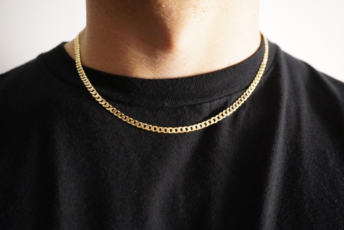 Other Gold Chain 14K Gold Vermeil Cuban Chain 4mm 18 Inches Size ONE SIZE - 1 Thumbnail