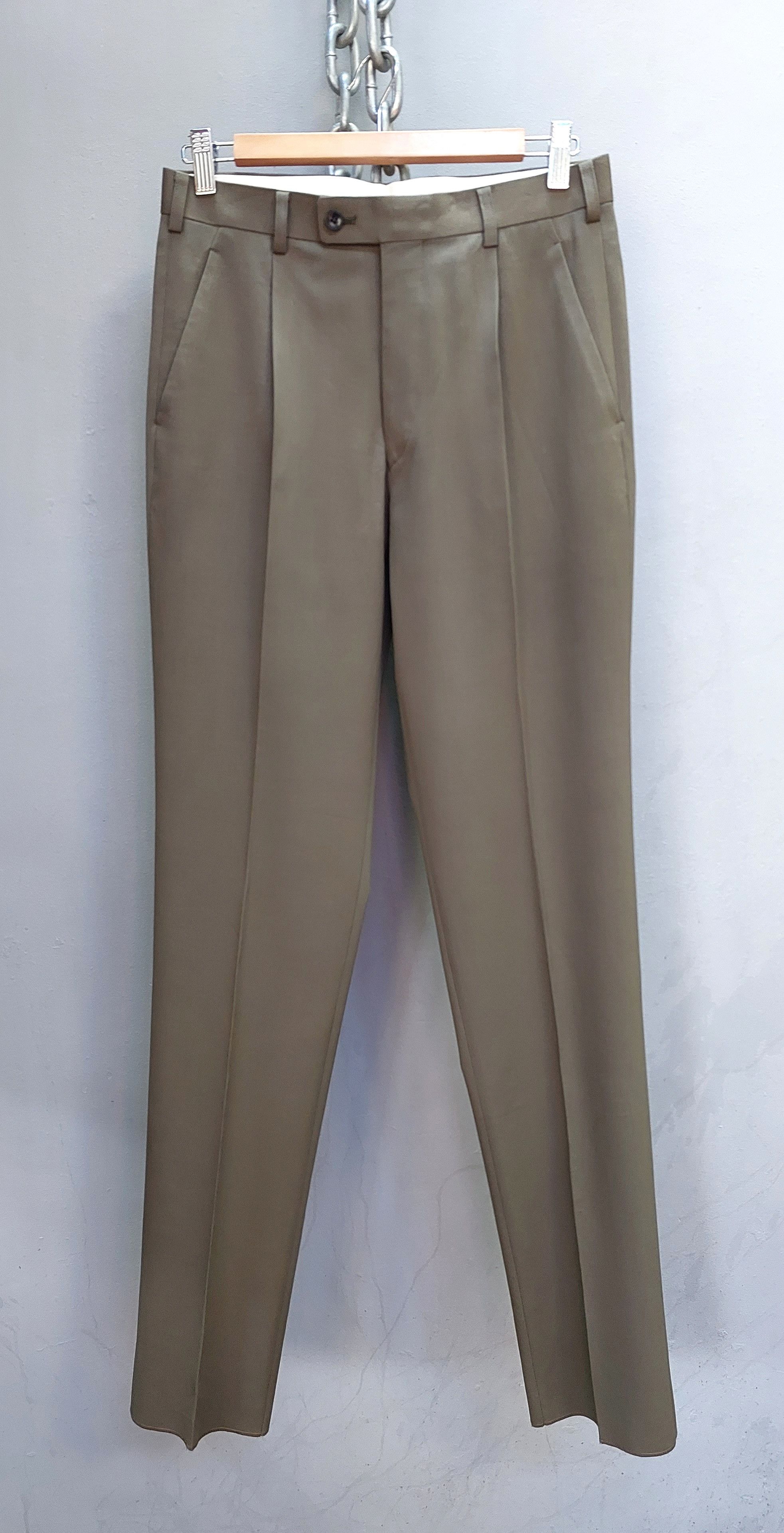 image of Jean Paul Gaultier Objet Pleated Trouser in Olive, Men's (Size 30)