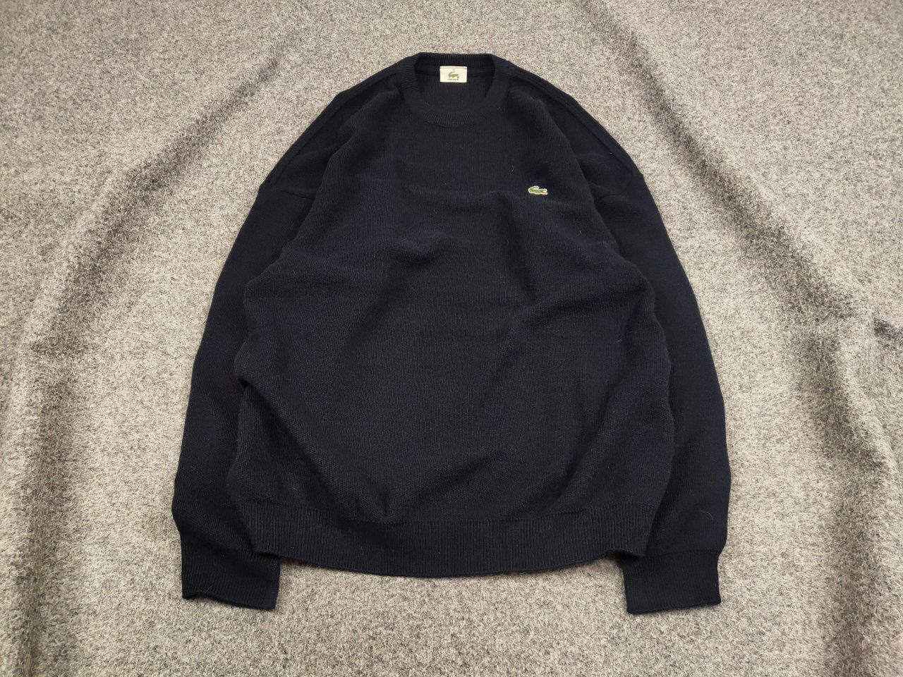 Lacoste Vintage 90's Lacoste Navy Blue Wool Crew Chek Sweater Size US XL / EU 56 / 4 - 2 Thumbnail