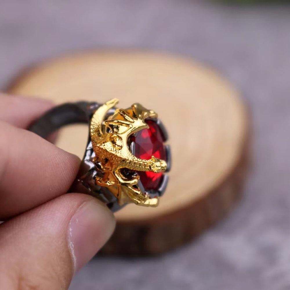 Designer 925 Sterling Silver Domineering Golden Dragon Ring Size ONE SIZE - 10 Thumbnail