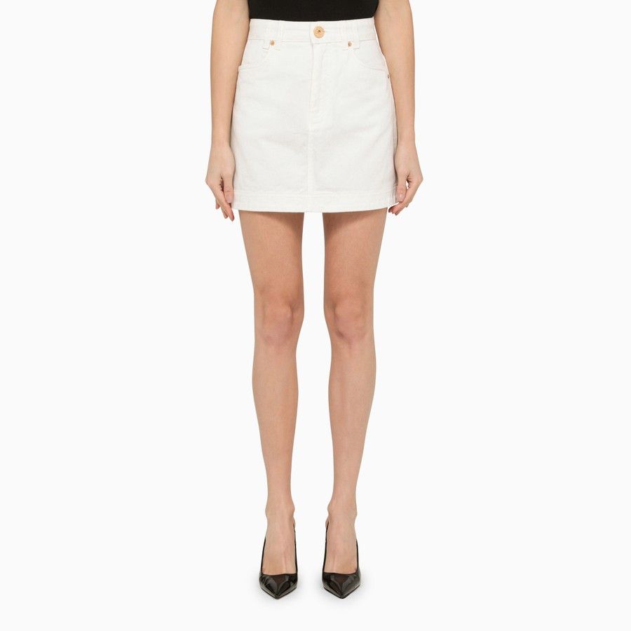 Image of Balmain O1D2Blof01223 Miniskirt In White, Women's (Size 40)