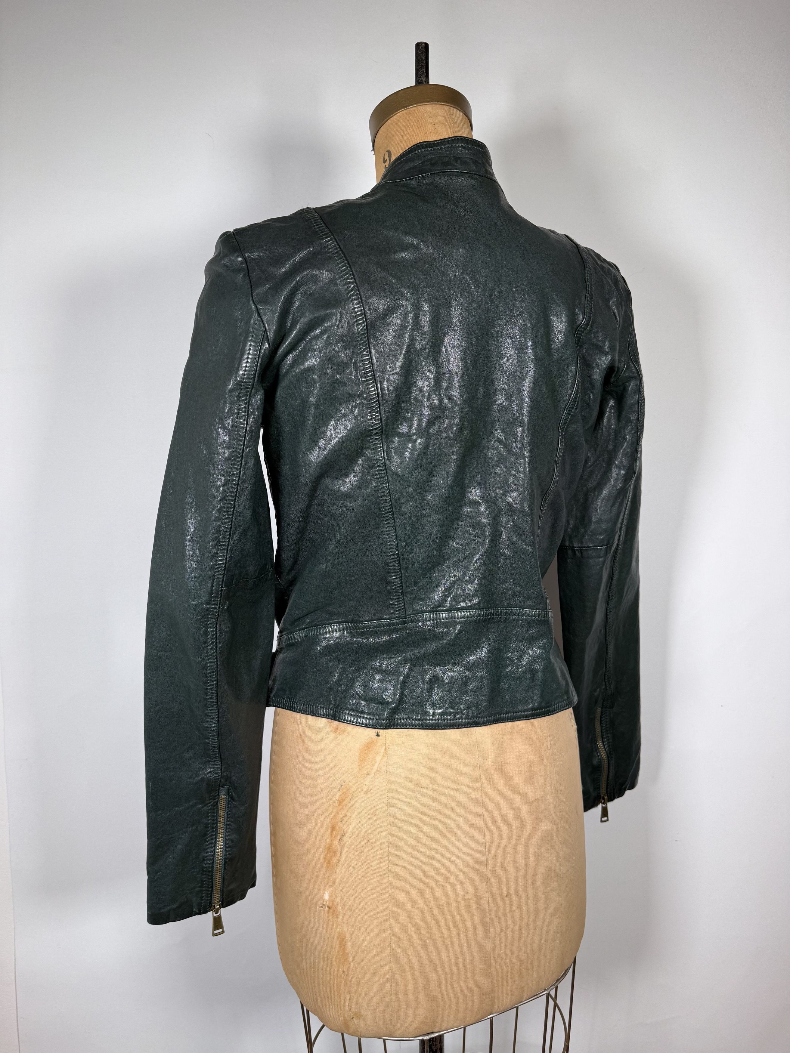 Rare Lauren Ralph Lauren Dark Green Leather Biker Jacket