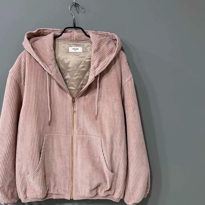 Celine Pink Celine Corduroy Hooded Jacket Size M / US 6-8 / IT 42-44 - 2 Thumbnail