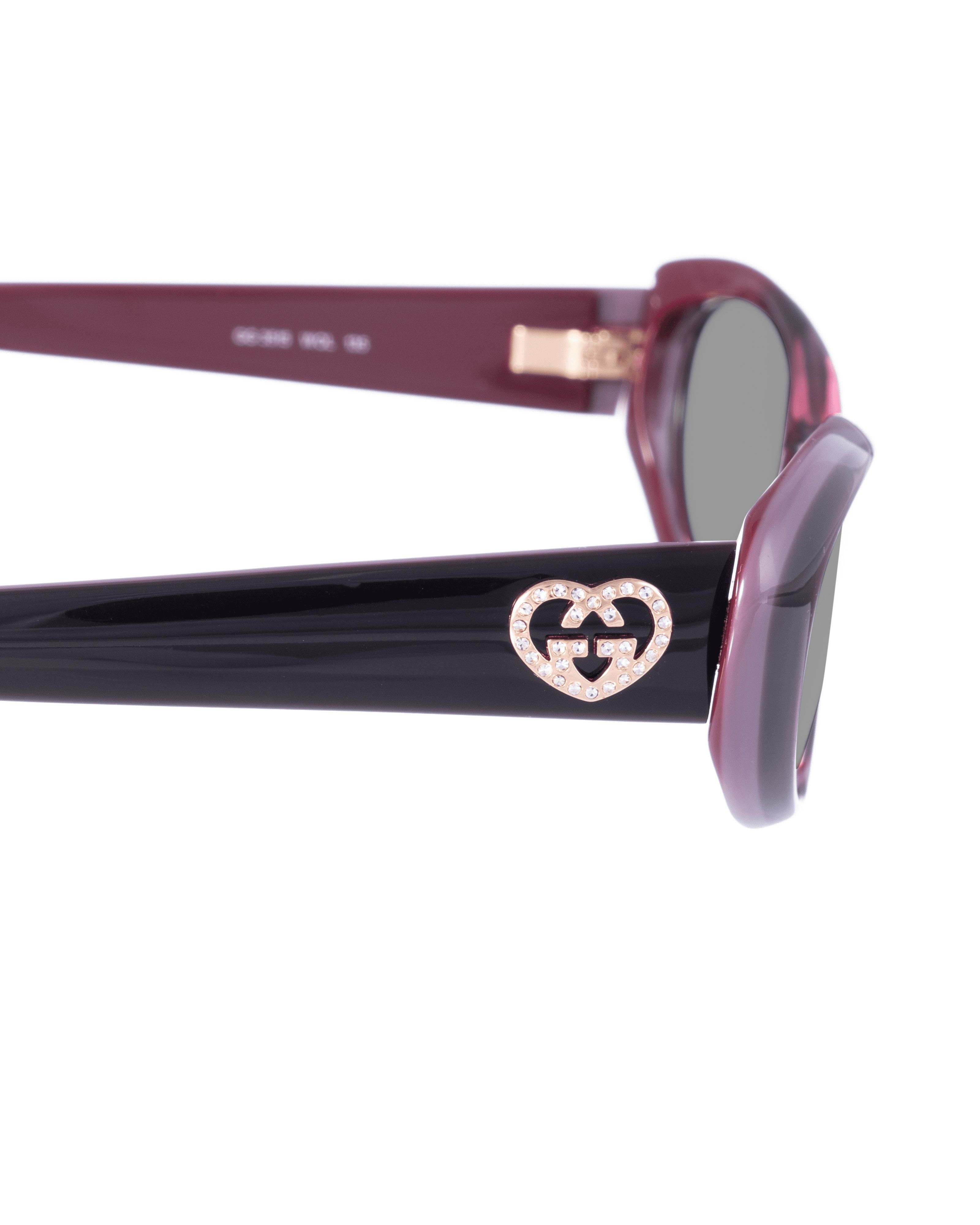 Gucci Gucci 00s Burgundy Violet Cat Eye Sunglasses With Heart Size ONE SIZE - 3 Thumbnail