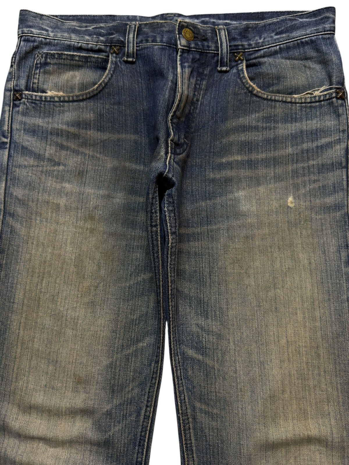 Lee Vintage 90s Lee Mud Wash Faded Whisker Wide Leg Flare Jeans Size US 32 / EU 48 - 3 Thumbnail