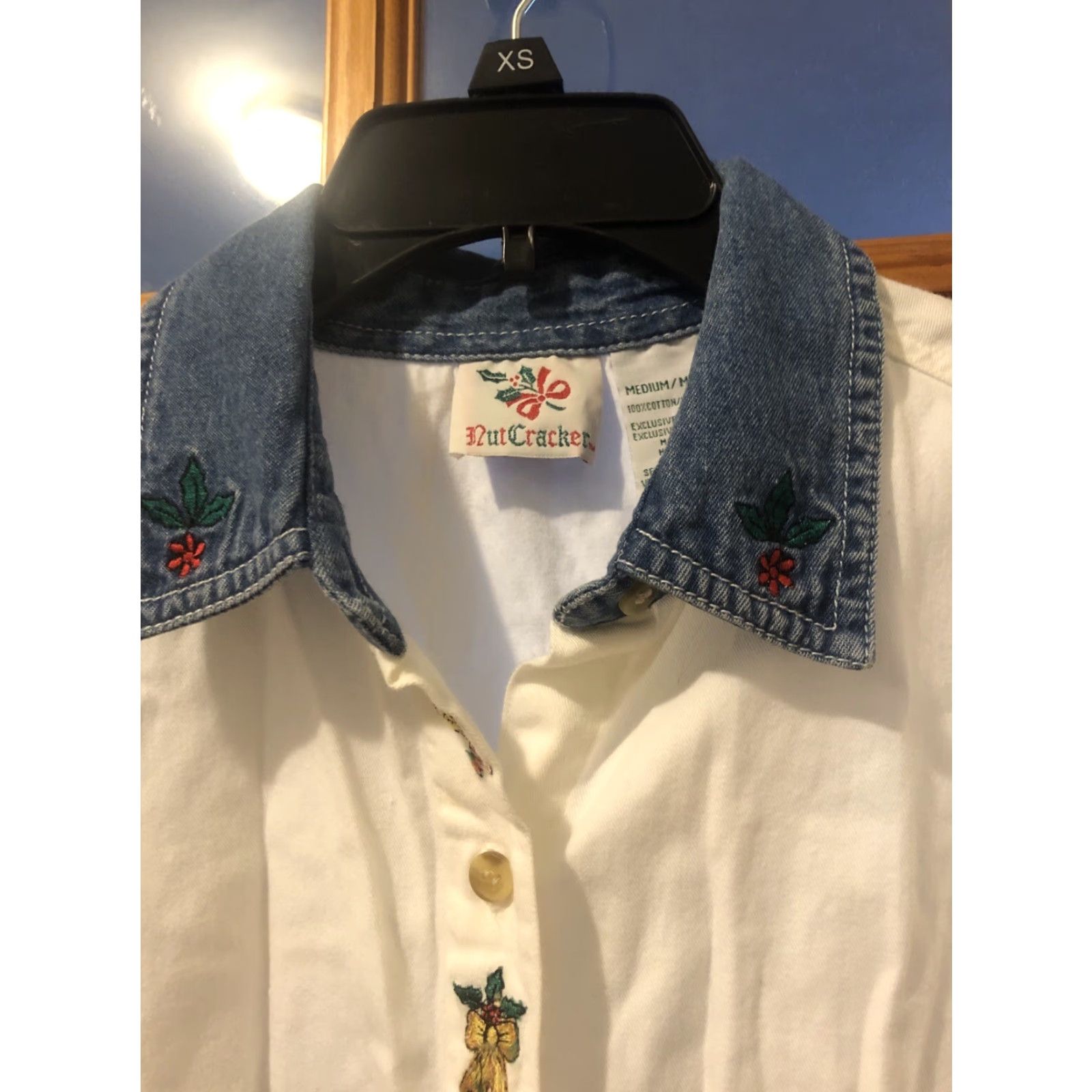 Vintage VINTAGE Nutcracker Button-Up Shirt White M Medium Christmas Holiday Embroidered Top Womens Size M / US 6-8 / IT 42-44 - 3 Thumbnail