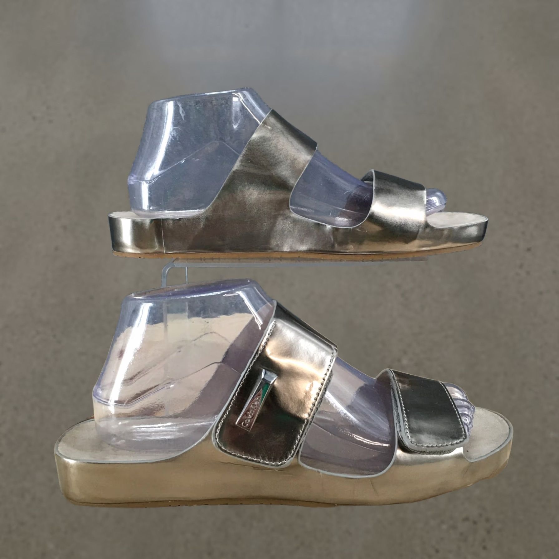 Calvin Klein Calvin Klein Sandals Womens 9 Myra Metallic Gray Slip-On Casual Wedge Heels Size US 9 / IT 39 - 1 Thumbnail