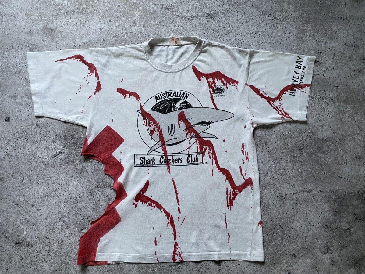 Designer × Vintage Vintage Shark Attack Catchers Club Bite T Shirt