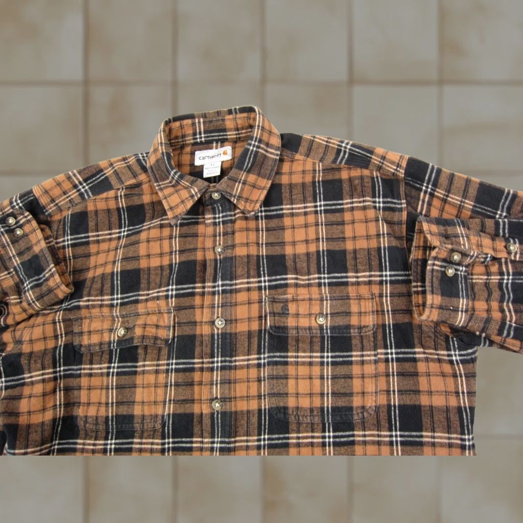 Carhartt Carhartt Shirt Mens XL Brown Black Plaid Flannel Workwear Size US XL / EU 56 / 4 - 1 Thumbnail