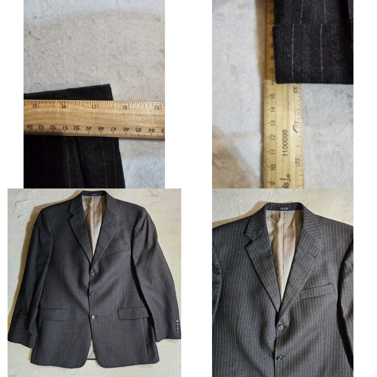Hart Schaffner Marx VINTAGE Hart Schaffner Marx 1887 Collection Pin Striped 2 Pc Suit Sz 42 R 34x30 Charcoal Gray Wool Size 42R - 8 Thumbnail