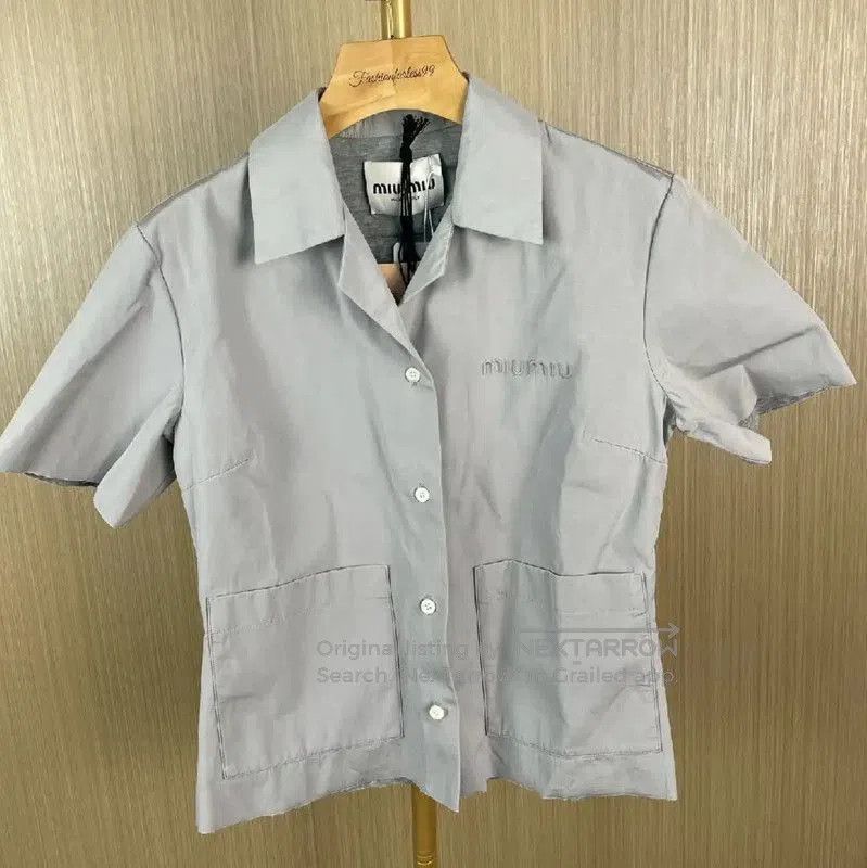 Miu Miu Miu Miu Gray Cotton Women's Shirt . Size M / US 6-8 / IT 42-44 - 1 Thumbnail