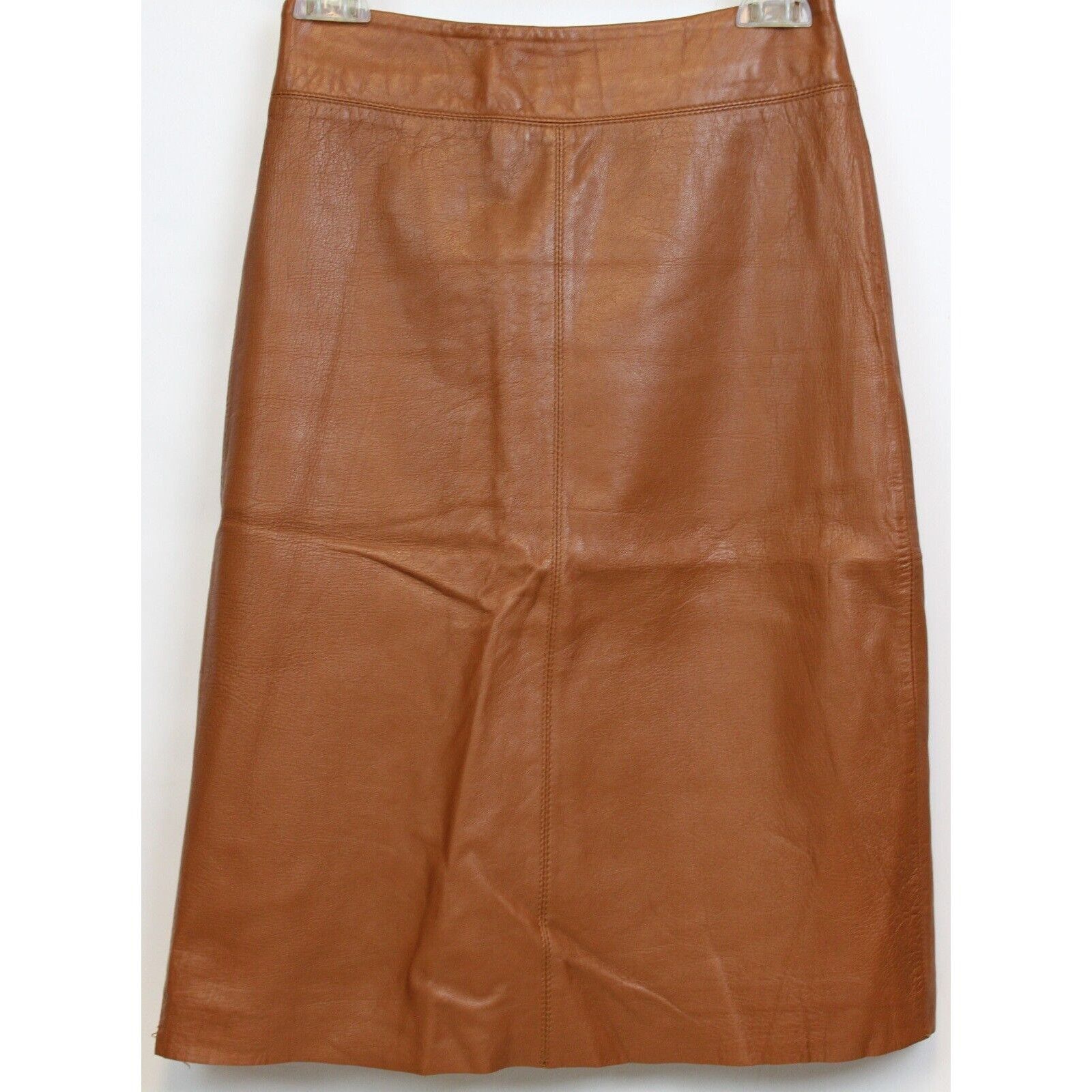 BCBG Maxaxria Brown Leather Pencil Skirt Women sz 0 Satin Li