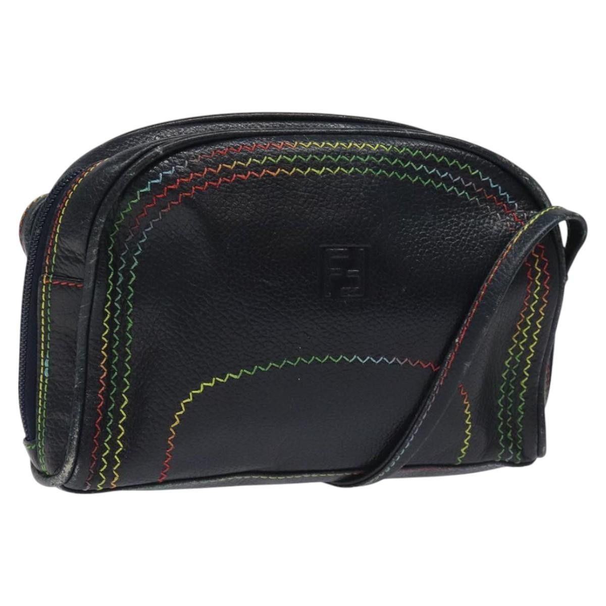 Fendi Shoulder Bag Leather Navy in Blue, Women's